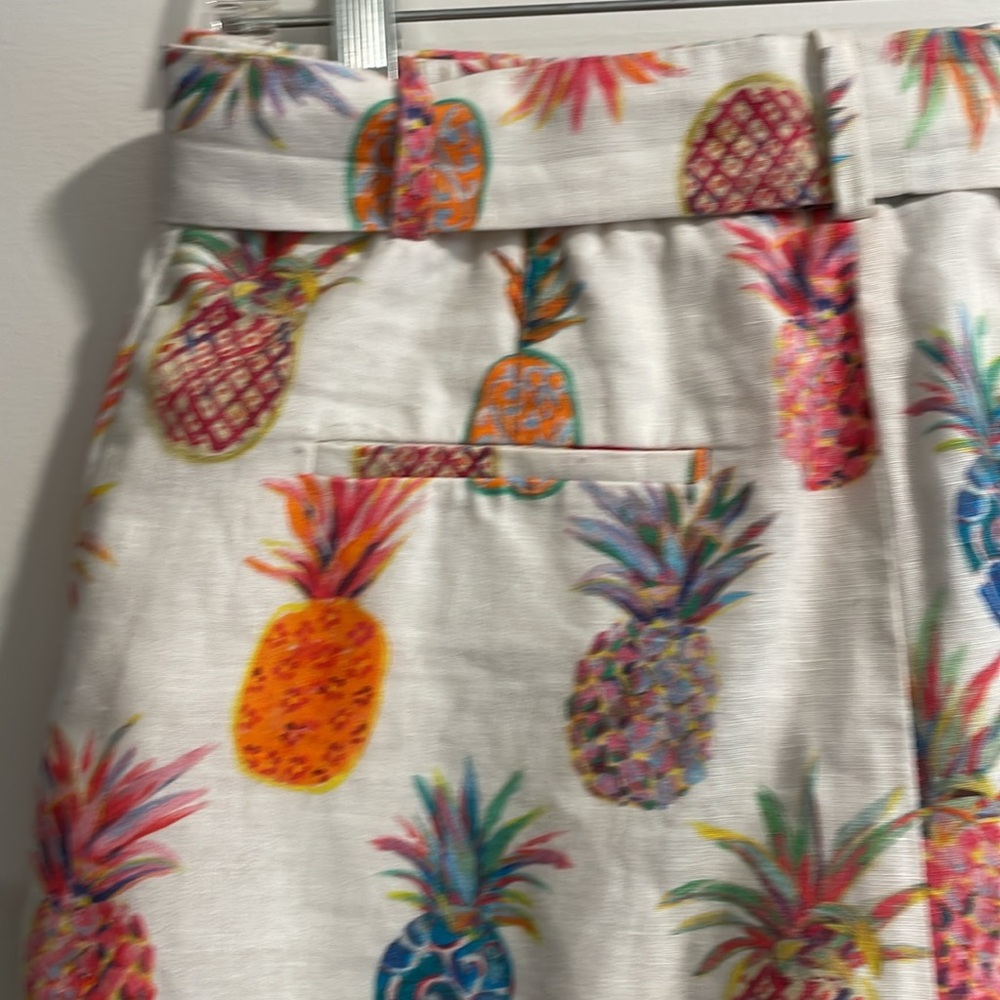 J. Crew White Tropical Pineapple Shorts Sz0 - Picture 9 of 12